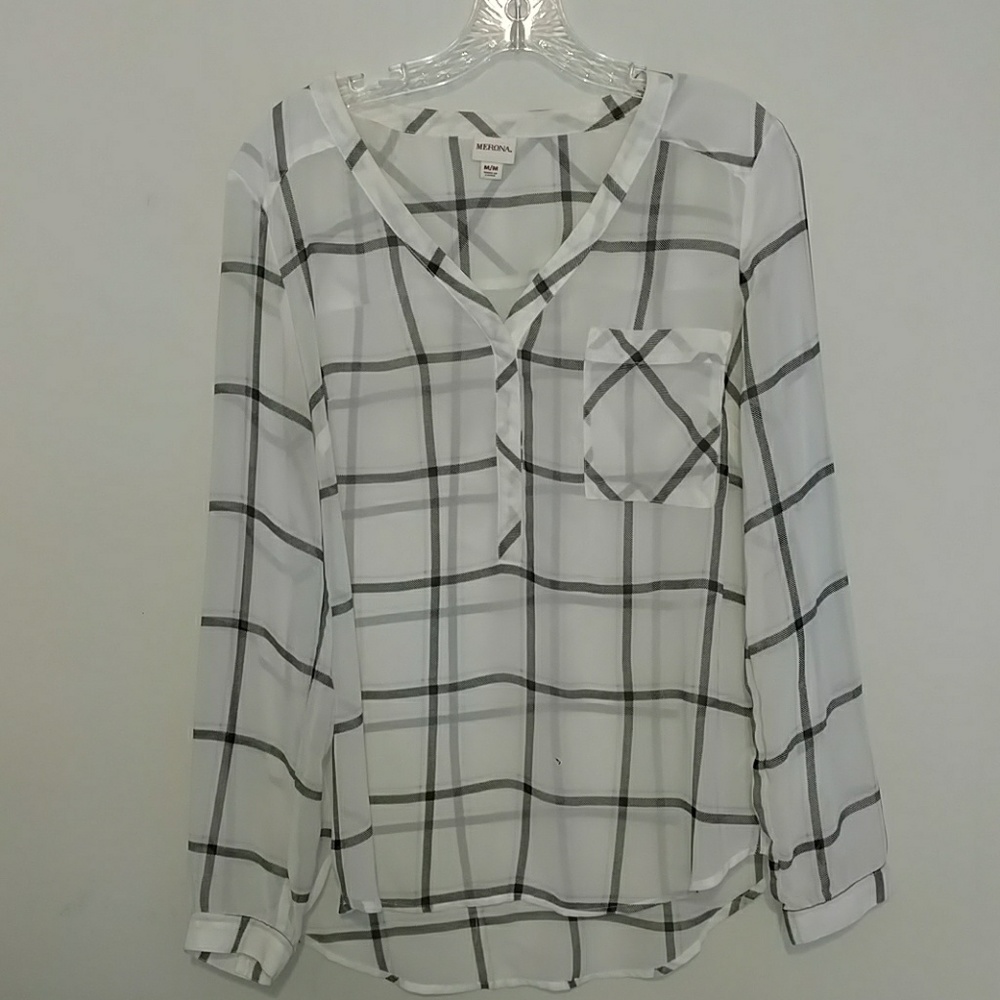 Black and white Merona sheer long sleeve top
